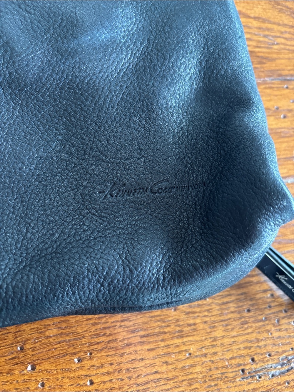 Kenneth Cole New York E/W Clutch Bag Black Tumbled Soft Leather Foldover Purse - Picture 9 of 14